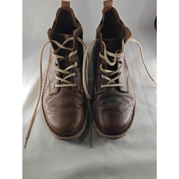 Tony Lama Brown Leather Lace Up Men\' Boots Size 10.5 Round Toe Ankle Rubber Sole main image 8